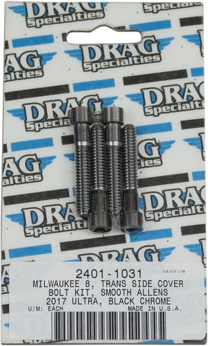 Bolt Kit M8 Transmission Cover Black/Chrome Smooth