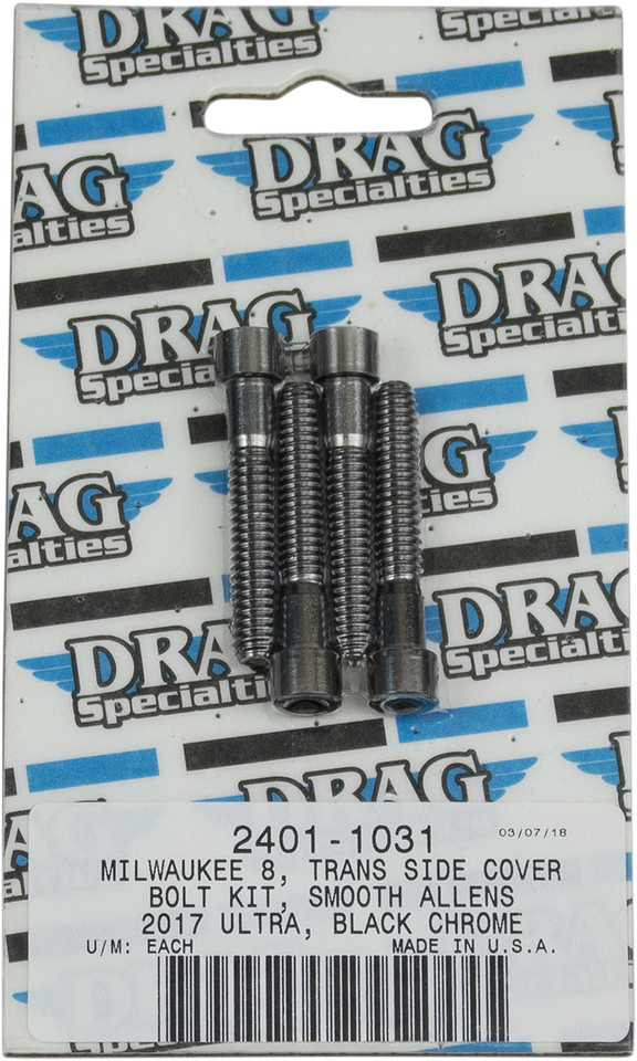 Bolt Kit M8 Transmission Cover Black/Chrome Smooth