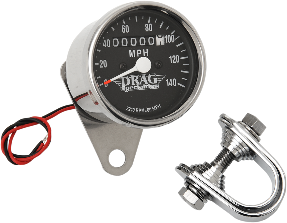 2.4" MPH Mini LED Mechanical Speedometer/Indicators - Chrome Housing - Black Face - 2240:60 - Lutzka's Garage