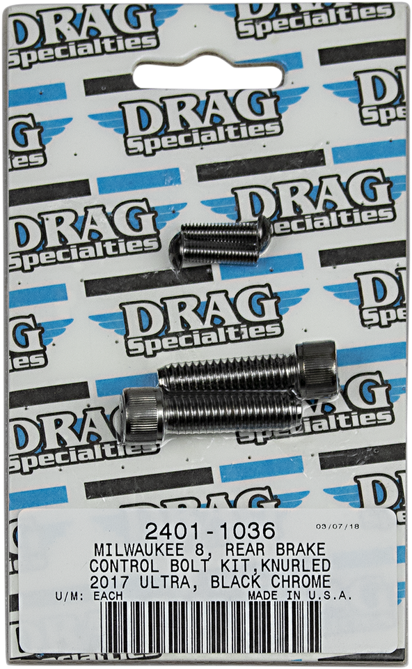 Bolt Kit M8 Rear Brake Black/Control Knurled