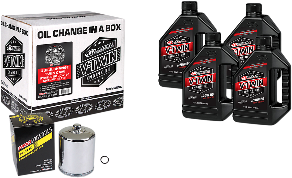 Quick Change Twin Cam Synthetic 20W-50 Oil Change Kit - Chrome Filter