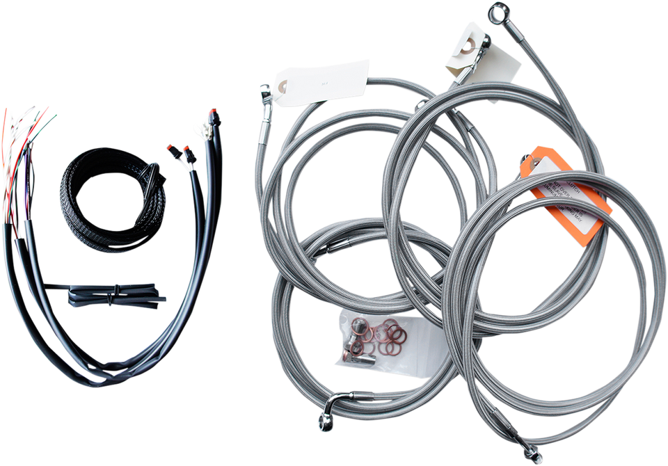 Handlebar Cable/Brake Line Kit - Complete - 15" - 17" Ape Hanger Handlebars - Stainless