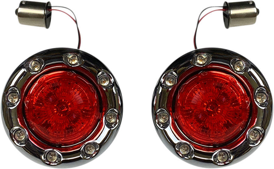 Bullet Turn Signal 1156 - Chrome - Red Lens - Lutzka's Garage