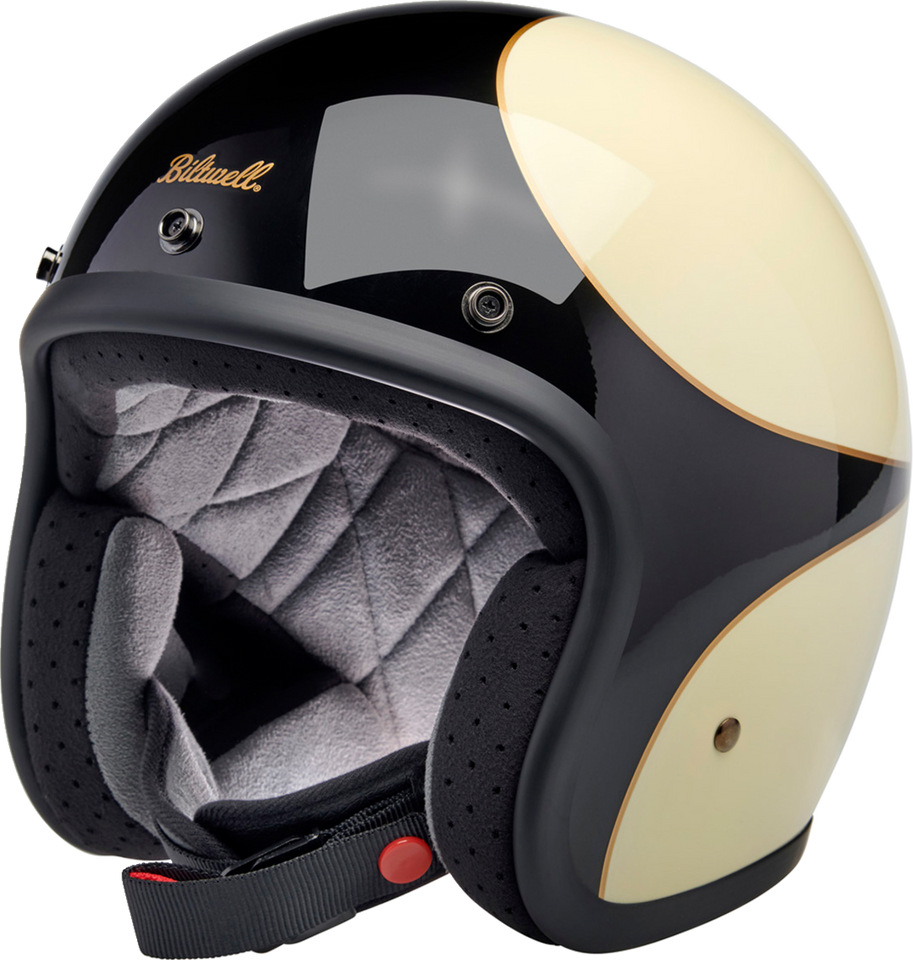 Bonanza Helmet - Gloss Vintage White/Black Scallop - XS - Lutzka's Garage