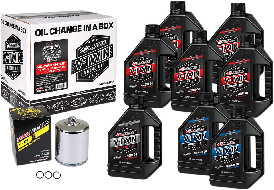 M8 Synthetic 20W-50 Oil Change Kit - Chrome Filter