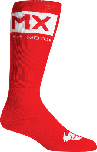 MX Solid Socks - Red/White - Size 6-9 - Lutzka's Garage