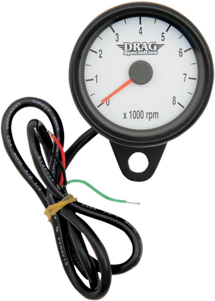 2.4" Mini Electronic Tachometer - White - Backlit LED Black Face - Lutzka's Garage