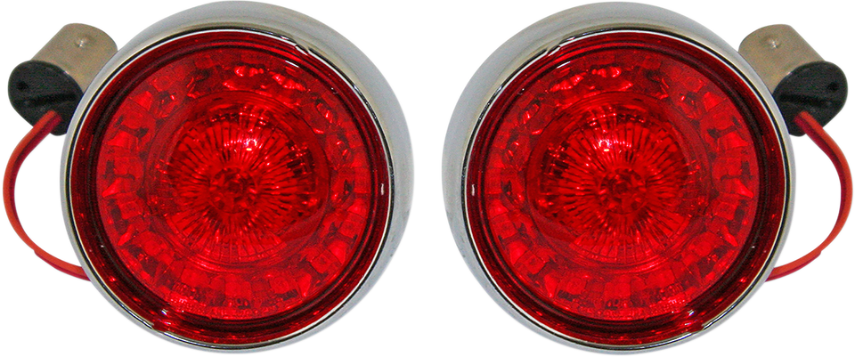 Bullet Turn Signal - 1157 - Chrome - Red Lens - Lutzka's Garage