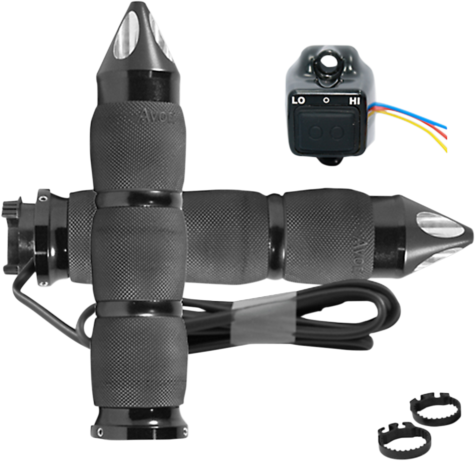 Grips - Heated - Air Cushion - Spike - Metric - Black - Lutzka's Garage