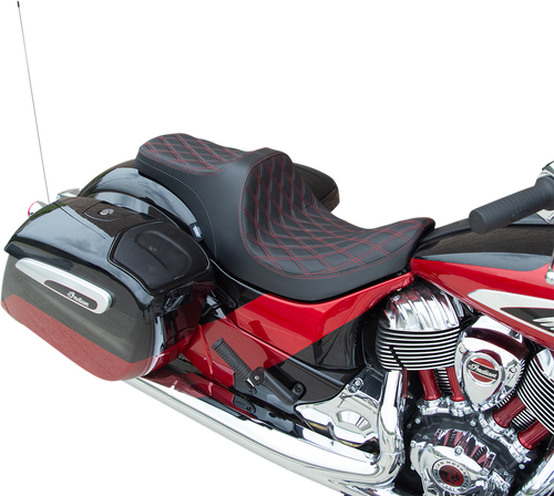 Predator III Seat - Forward Positioning - Double Diamond - Red Stitching - Indian 14-22