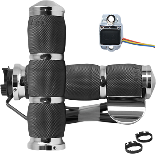 Grips - Heated - Air Cushion - Throttle Boss - Metric - Chrome - Lutzka's Garage
