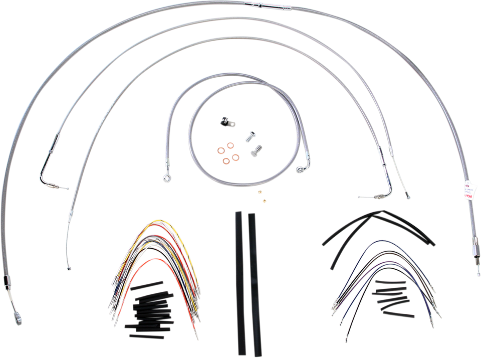 Handlebar Cable/Brake Line Kit - Complete - 18" Ape Hanger Handlebars - Stainless Steel - Lutzka's Garage