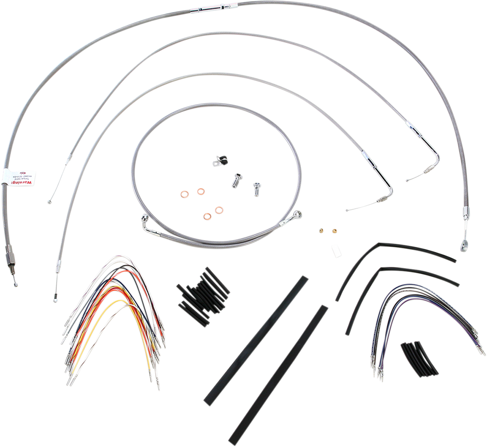 Handlebar Cable/Brake Line Kit - Complete - 14" Ape Hanger Handlebars - Stainless Steel - Lutzka's Garage