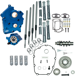 Cam Chest Kit with Plate M8 - Gear Drive - Water Cooled - 475 Cam - Chrome Pushrods