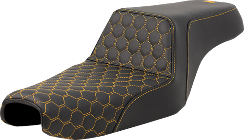 Step-Up Seat - Honeycomb - Gold Stitching - Sportster 04-21