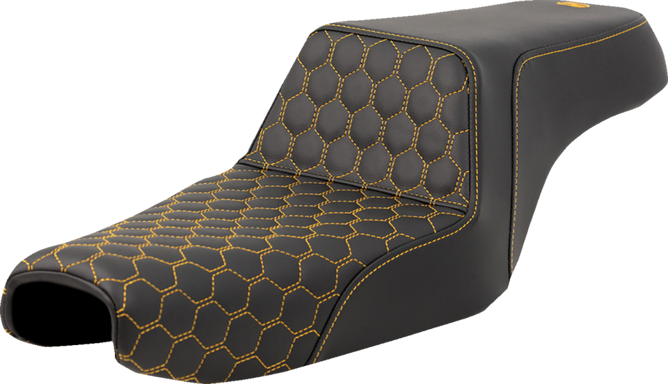 Step-Up Seat - Honeycomb - Gold Stitching - Sportster 04-21