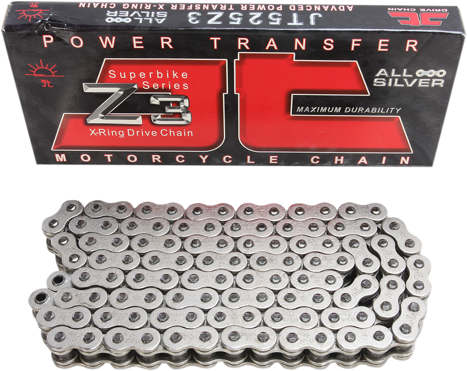 525 Z3 - Heavy Duty X-Ring Sealed Drive Chain - Nickel - 110 Links - Lutzka's Garage