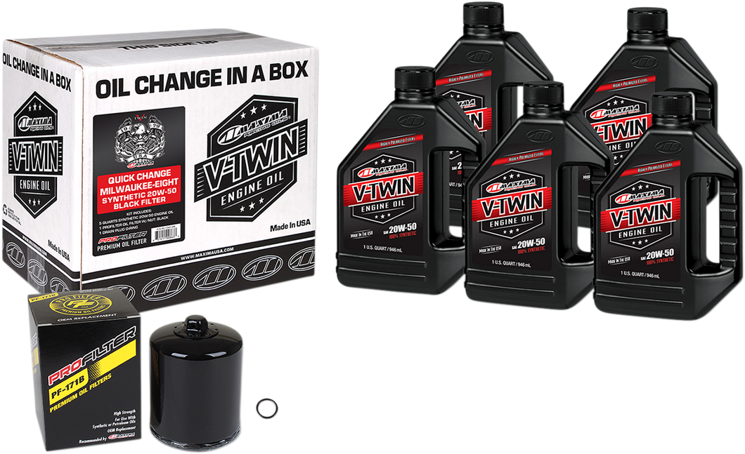Quick Change M8 Synthetic 20W-50 Oil Change Kit - Black Filter