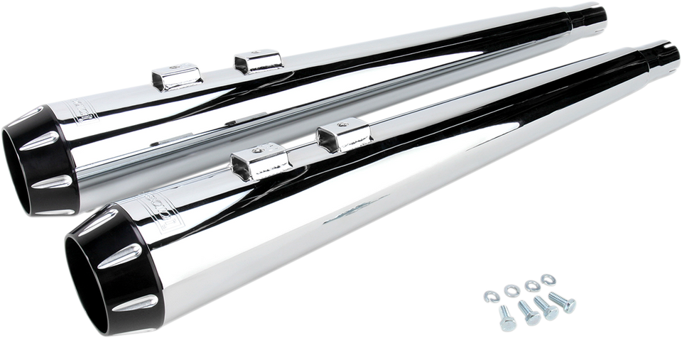 Megaphone Mufflers - Chr/Blk - Fluted - Performance Baffle
