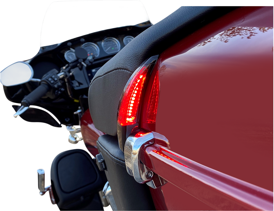 Sequential Tour Pak Seat Back Rest LED Lights - Black/Red - FLH - Lutzka's Garage