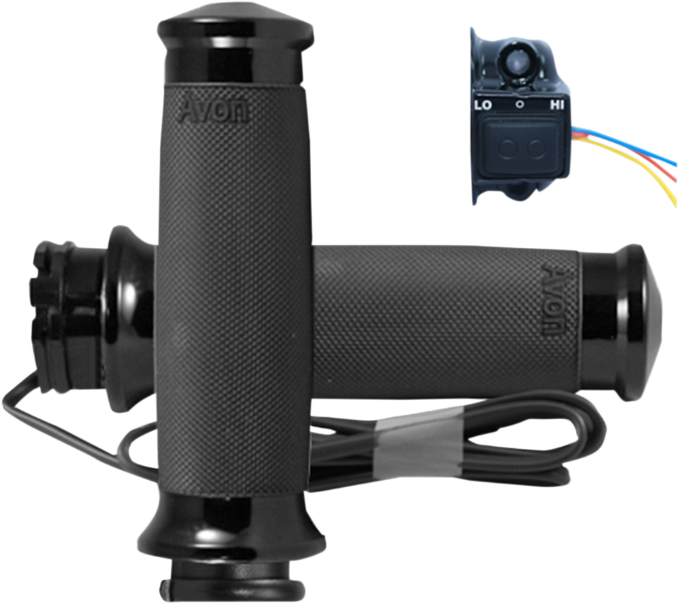 Grips - Heated - Custom Contour - Cable - Black - Lutzka's Garage