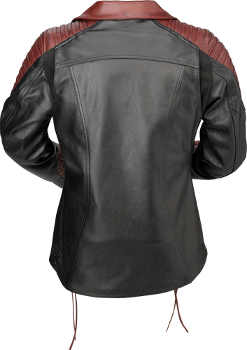Womens Combiner Leather Jacket - Black/Red - XS - Lutzka's Garage