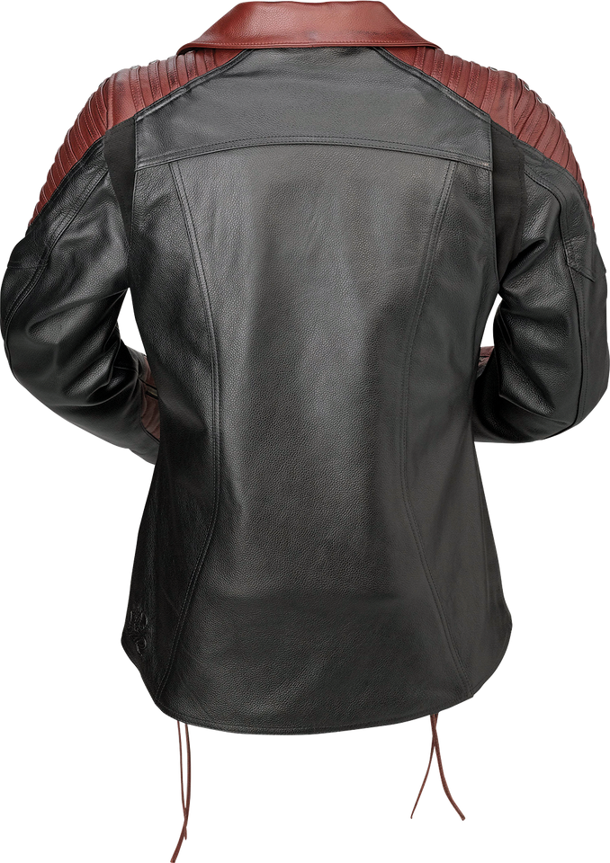 Womens Combiner Leather Jacket - Black/Red - 3W - Lutzka's Garage