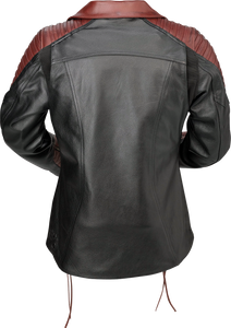 Womens Combiner Leather Jacket - Black/Red - 2W - Lutzka's Garage