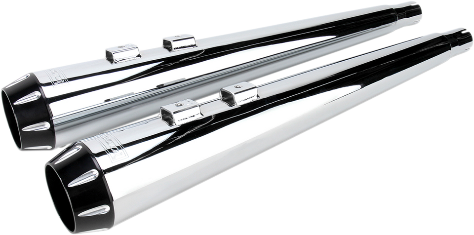 Megaphone Mufflers - Chr/Blk - Fluted - Performance Baffle